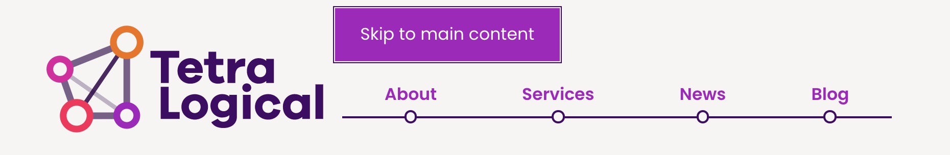 The "Skip to main content" link on the TetraLogical website