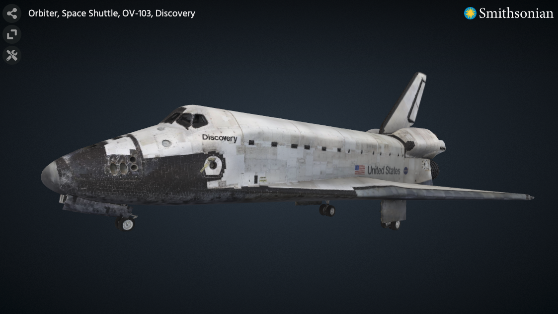 The Smithsonian's 3D model of the Discovery space shuttle