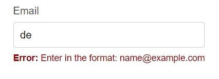 Email field with an inline error message that appears as soon as some character are typed