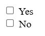 Two checkboxes stacked vertically. One is labelled Yes and the other is labelled No