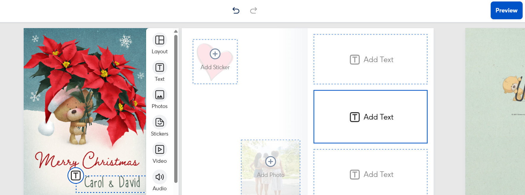 Screenshot of a customise panel with a clear button in the top right corner that reads Preview