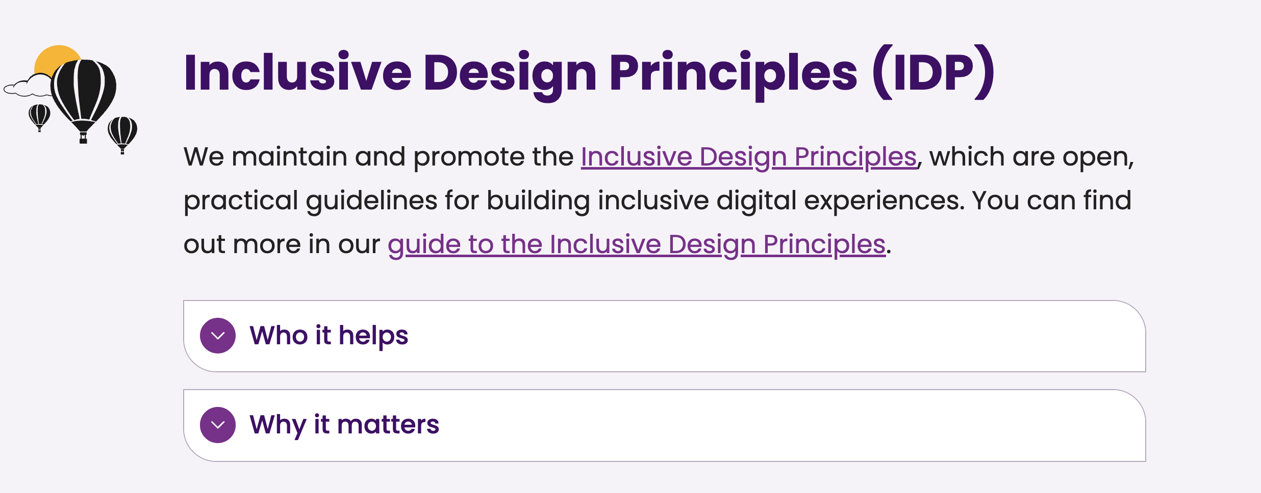 Screenshot of a heading, image, and text with two disclosures after it, each has a lighter white background and grey outline so it stands out against the darker page background